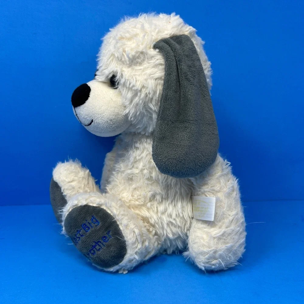 Linzy Toys Dog Plush 13 inch White Grey Best Big Brother Puppy Stuffed Animal